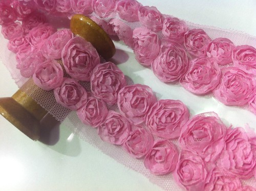 Rose blume spitze stoff borte - rose,